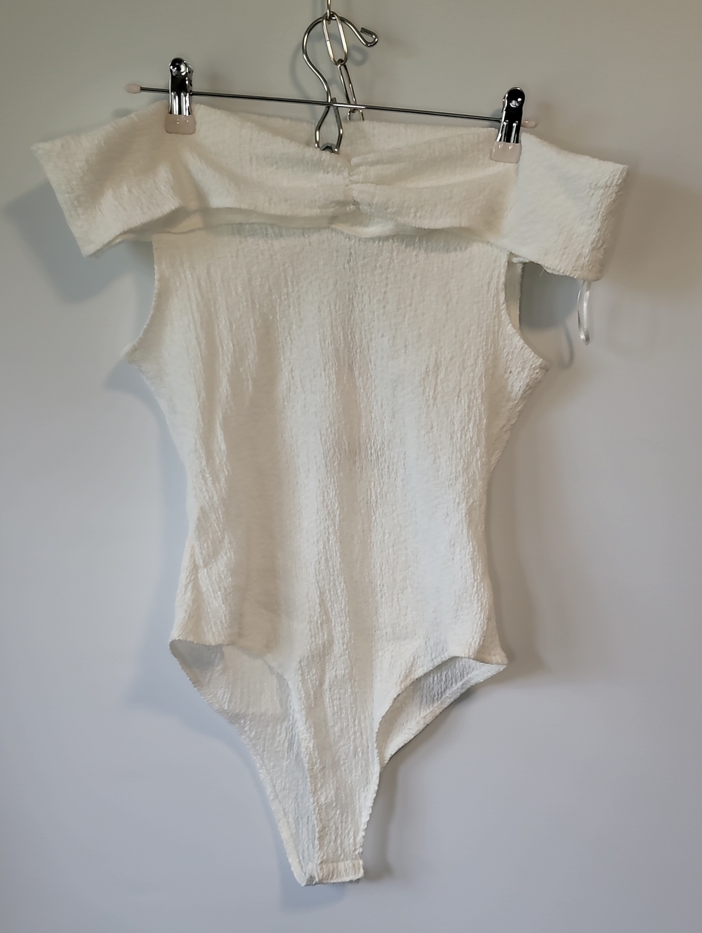 Zara White Off-Shoulder Textured Girls' One-Piece Bodysuit